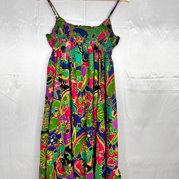 Boho Floral Maxi Dress Bright Multicolor Festival Vacation Style Size Medium ✨ - Picture 4 of 10